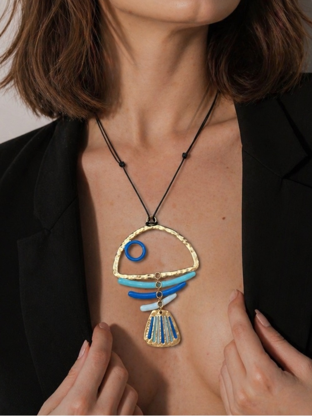 Blue Fish Statement Pendant Necklace - Women Jewelry